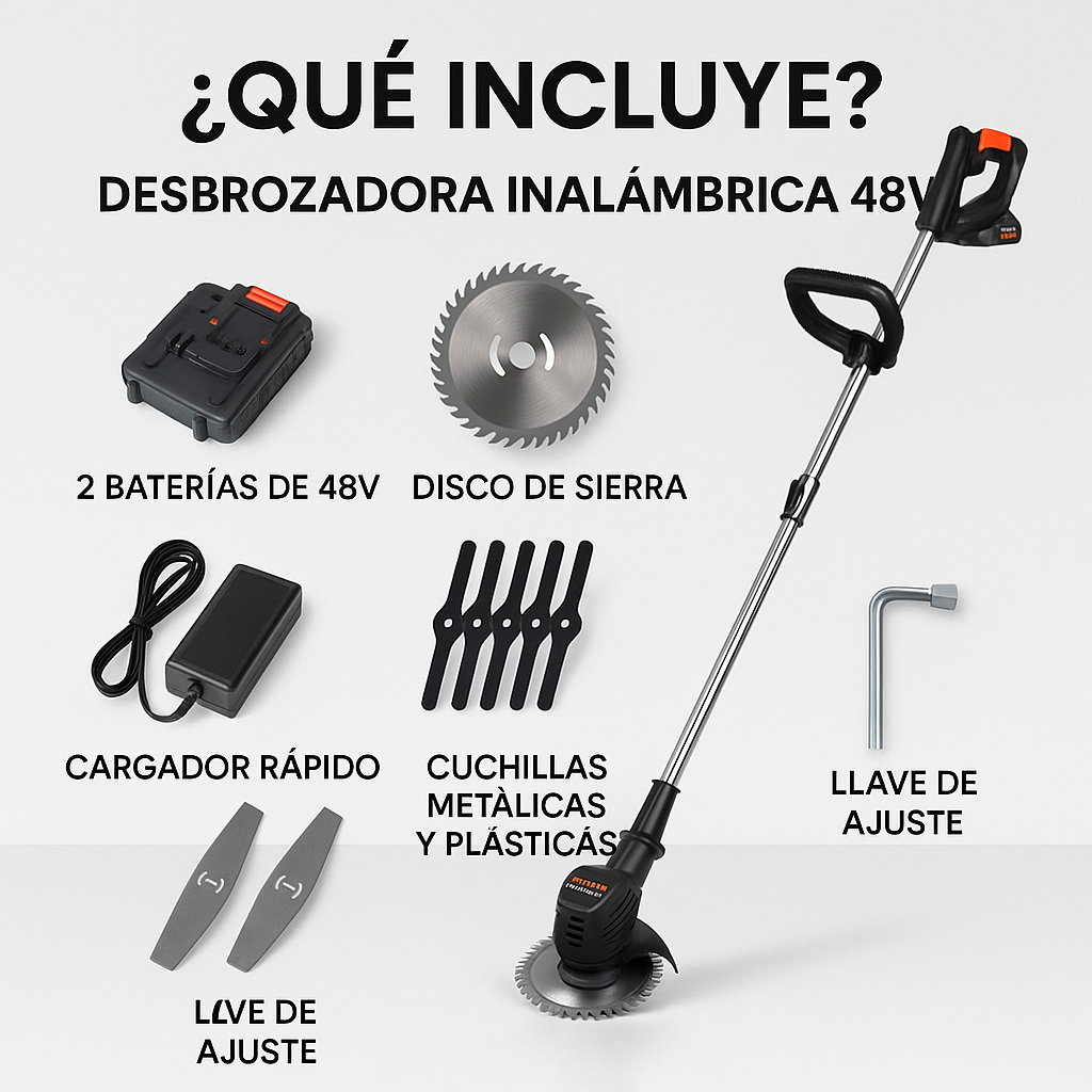 💪 Desbrozadora Inalámbrica 48V – Potencia sin límites para tu jardín 🌿