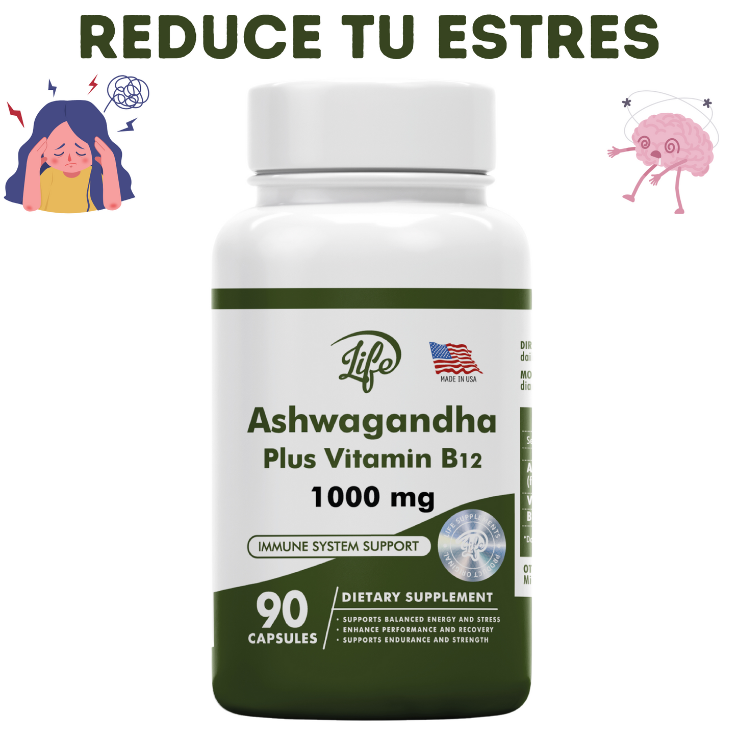Ashwagandha - Elimina el Estrés y Duerme Mejor 90 Capsulas