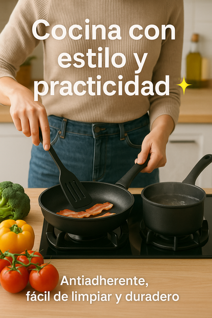 🧑‍🍳 Set de Ollas y Sartenes Antiadherentes 7 Piezas – Cocina con Estilo y Practicidad
