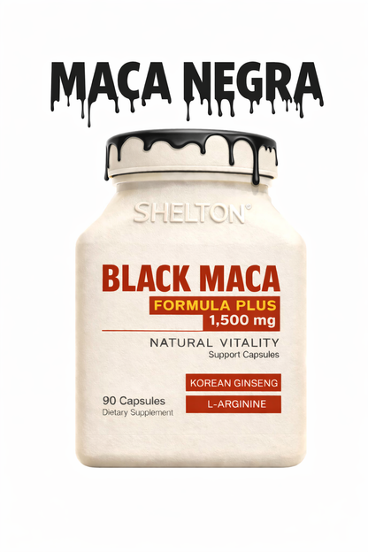 MACA NEGRA SHELTON 90 Cápsulas 1500mg – Energía y Vitalidad Masculina