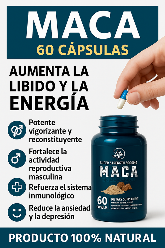 MACA 60 CÁPSULAS – Energía Natural y Vitalidad Masculina