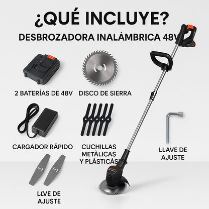 💪 Desbrozadora Inalámbrica 48V – Potencia sin límites para tu jardín 🌿