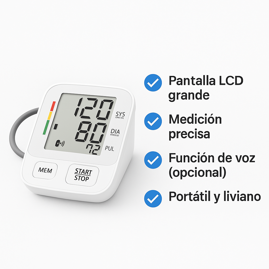 Monitor Electrónico de Presión Arterial de Brazo RS-5 | Digital Automático con Voz y Pantalla LCD