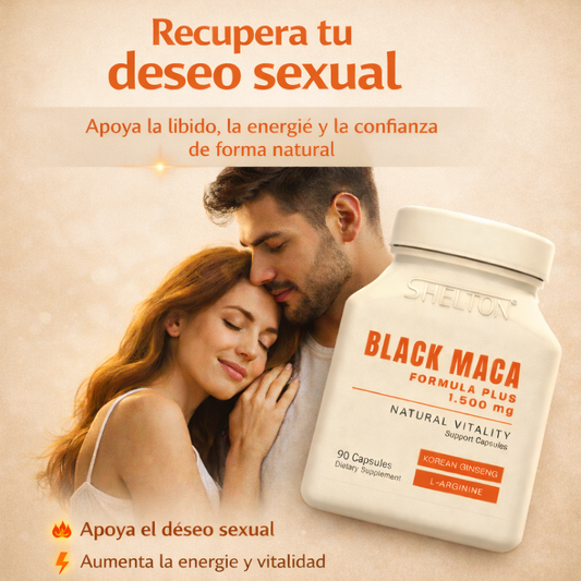 MACA NEGRA SHELTON 90 Cápsulas 1500mg – Energía y Vitalidad Masculina