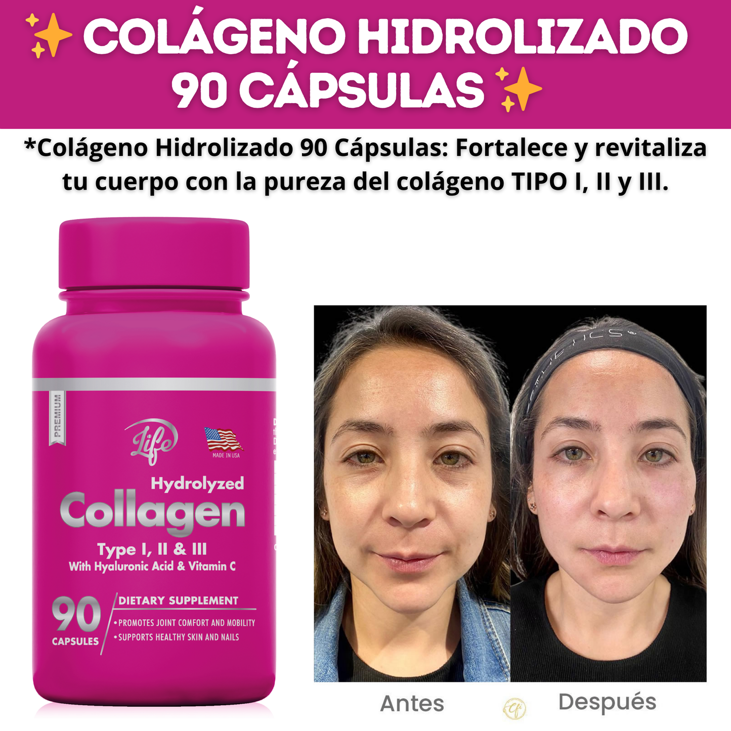 ✨ Colágeno Hidrolizado 90 Cápsulas ✨