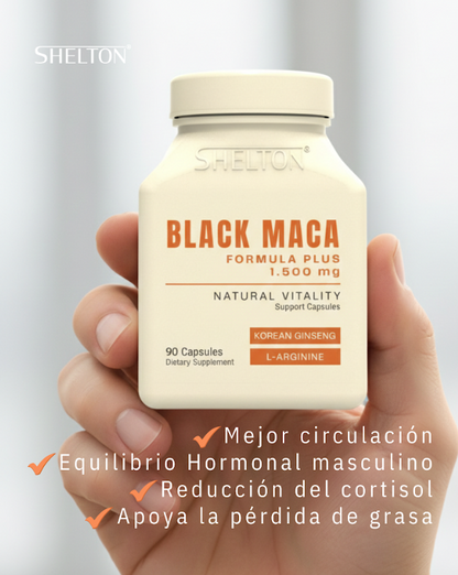 MACA NEGRA SHELTON 90 Cápsulas 1500mg – Energía y Vitalidad Masculina
